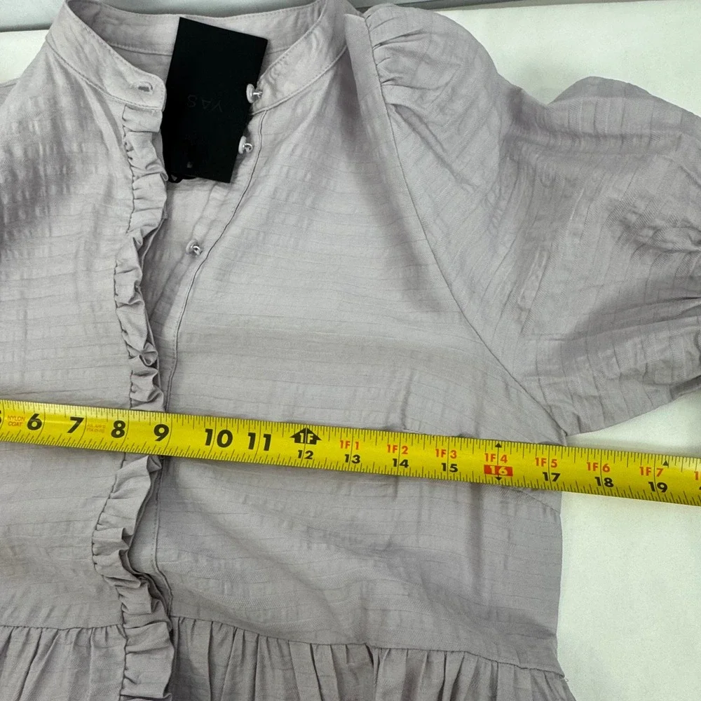 Y.A.S Yasluisa Long Sleeve Shirt Dress Ruffle Tiered Lilac Marble Women Sz UK 8‎
